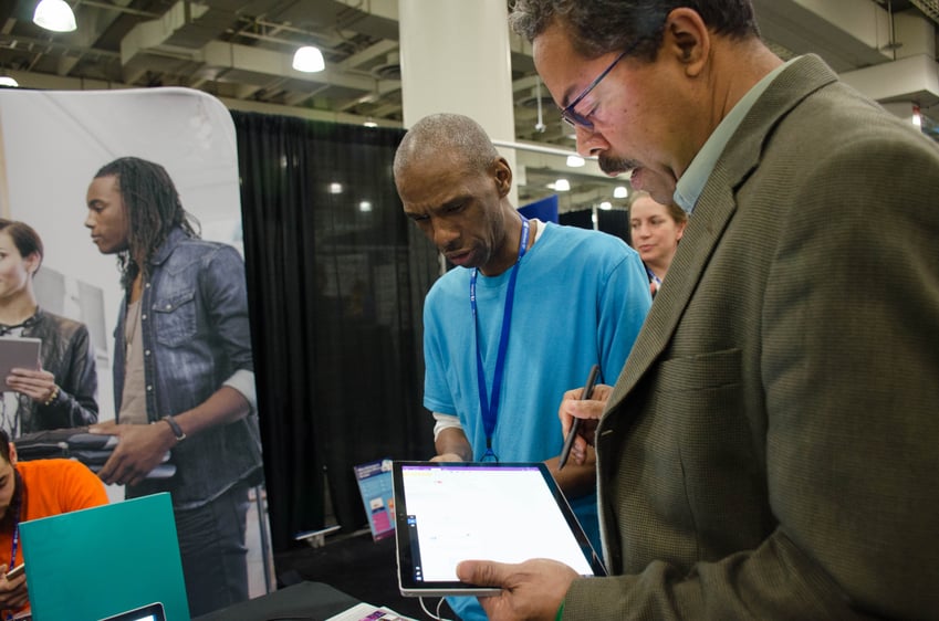  Expo attendee testing out the new Microsoft Surface Pro 4