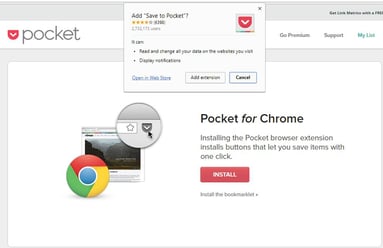 adding pocket as a chrome extension 